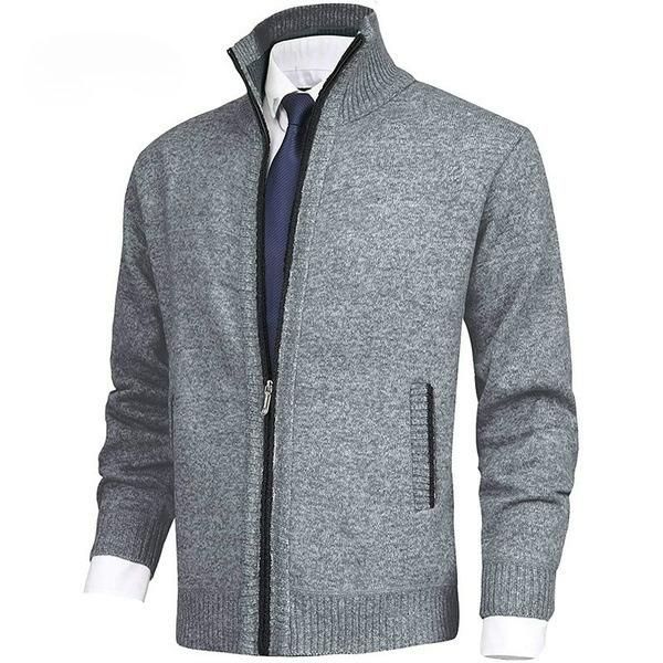 

Cardigan Sweater Men s Long-sleeved Sweater Men s Thickened Plus Velvet Jacket Spring, Autumn and Winter 4XL сірий