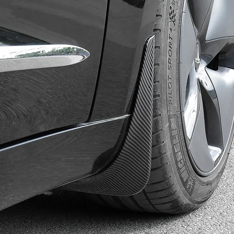 Mud Flaps Mudguards For Tesla Model 3 Y 2017- 2022 2023 Plastic Splash Guards Fender 4Pcs/set Black White Carbon Fiber Color