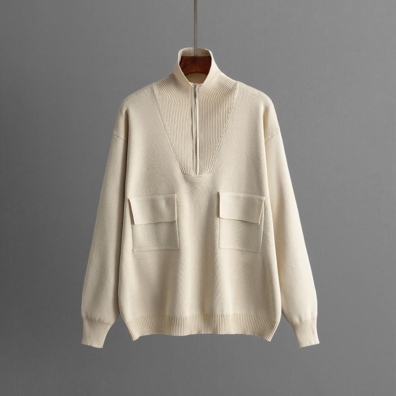 Autumn And Winter Solid Color Collar Half Zipper Knitted Top Elegant Bag Skirt Fashion Two Piece Set