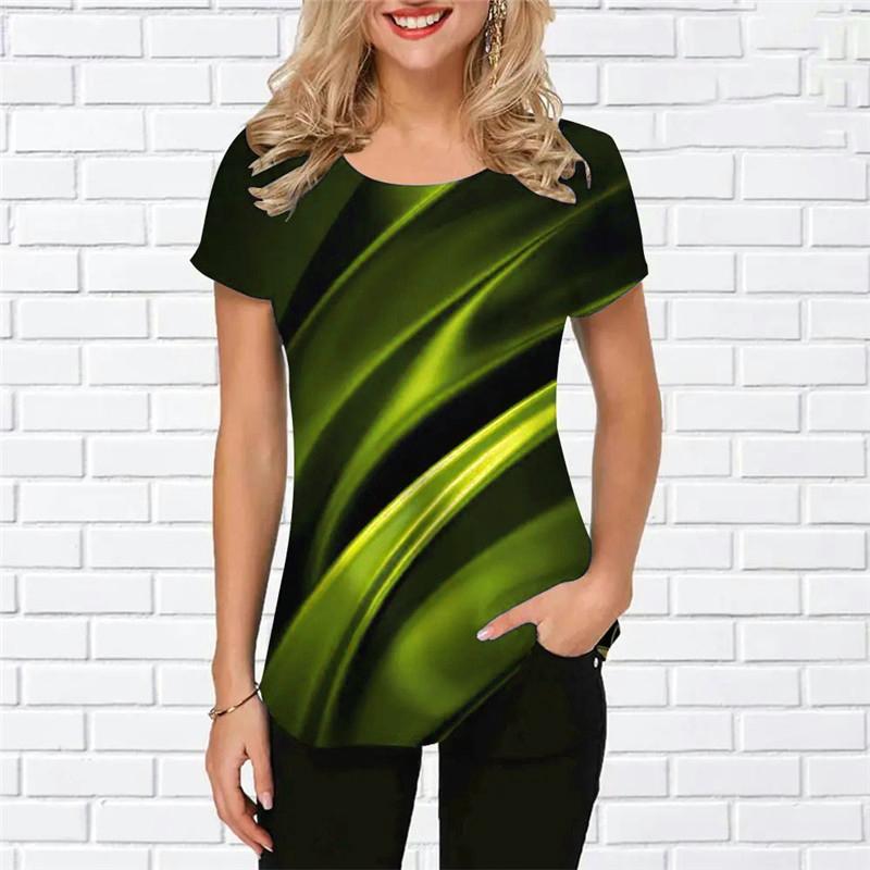 Fashion Tie-dye Women T-Shirts Summer Short Sleeve Striped Gradient 3D Printed Street Ladies Tee 8XL Plus Size Casual Tops