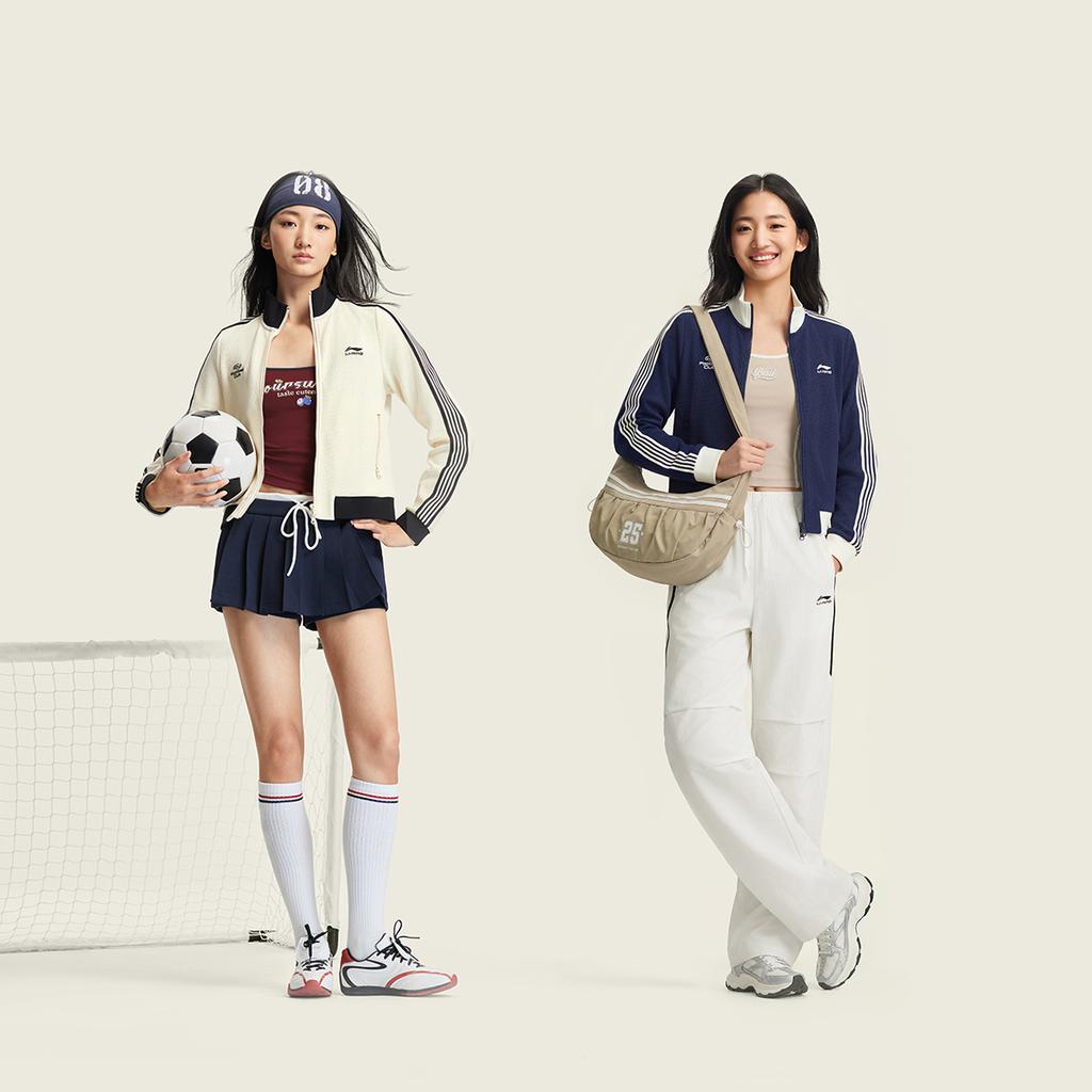 Li Ning Color Block Embroidered Letter Jacket Women Jackets AWDW956-3