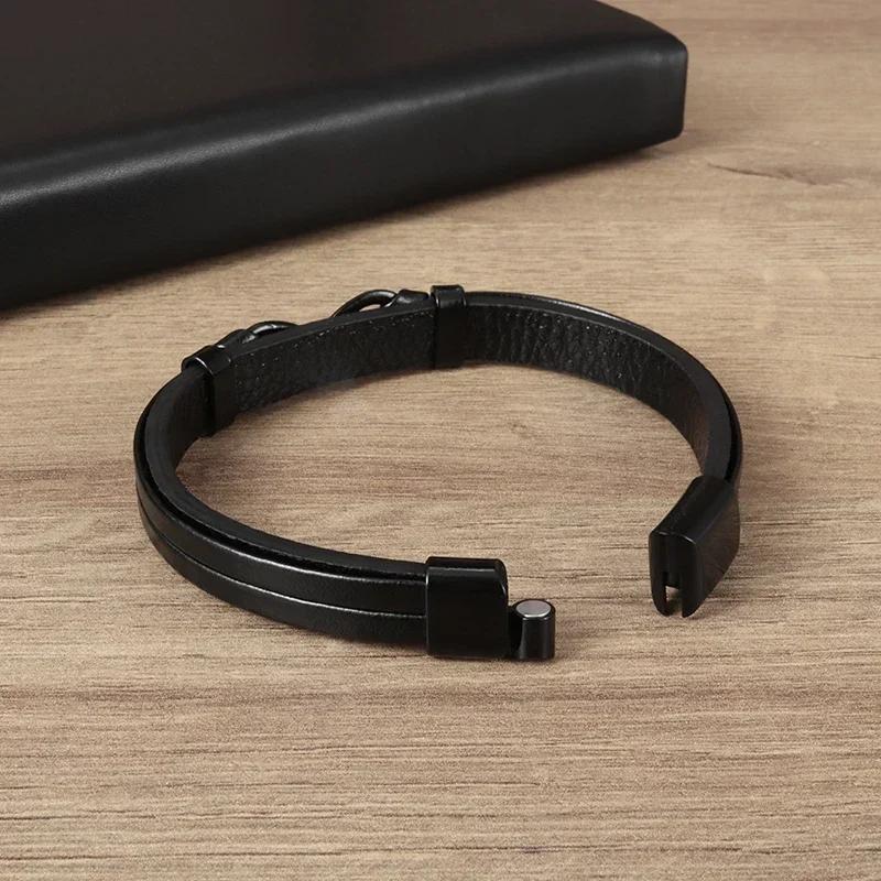 Mens Womens Couple Metal Infinity Sign Leather Bracelet Magnetic Closure Charm Bracelet Leather Wristband Casual Jewelry