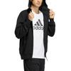 adidas Embroidered Logo Zip Hoodie Men Jackets Black HN8978