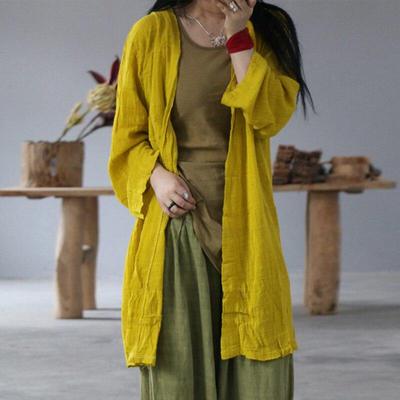 Camicie casual in lino e cotone con scollo a V Camicie cardigan da donna allentate primaverili per il tempo libero