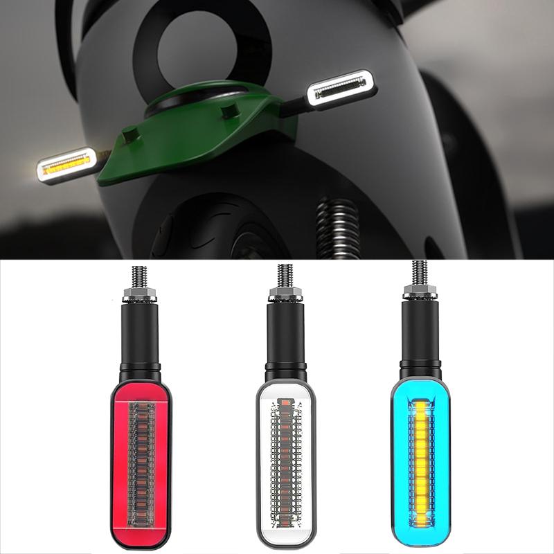 

2 шт., универсальные 12 В, дневные ходовые огни для мотоцикла, струящиеся огни воды, светодиодные указатели поворота, предупредительная лампа мотоцикла