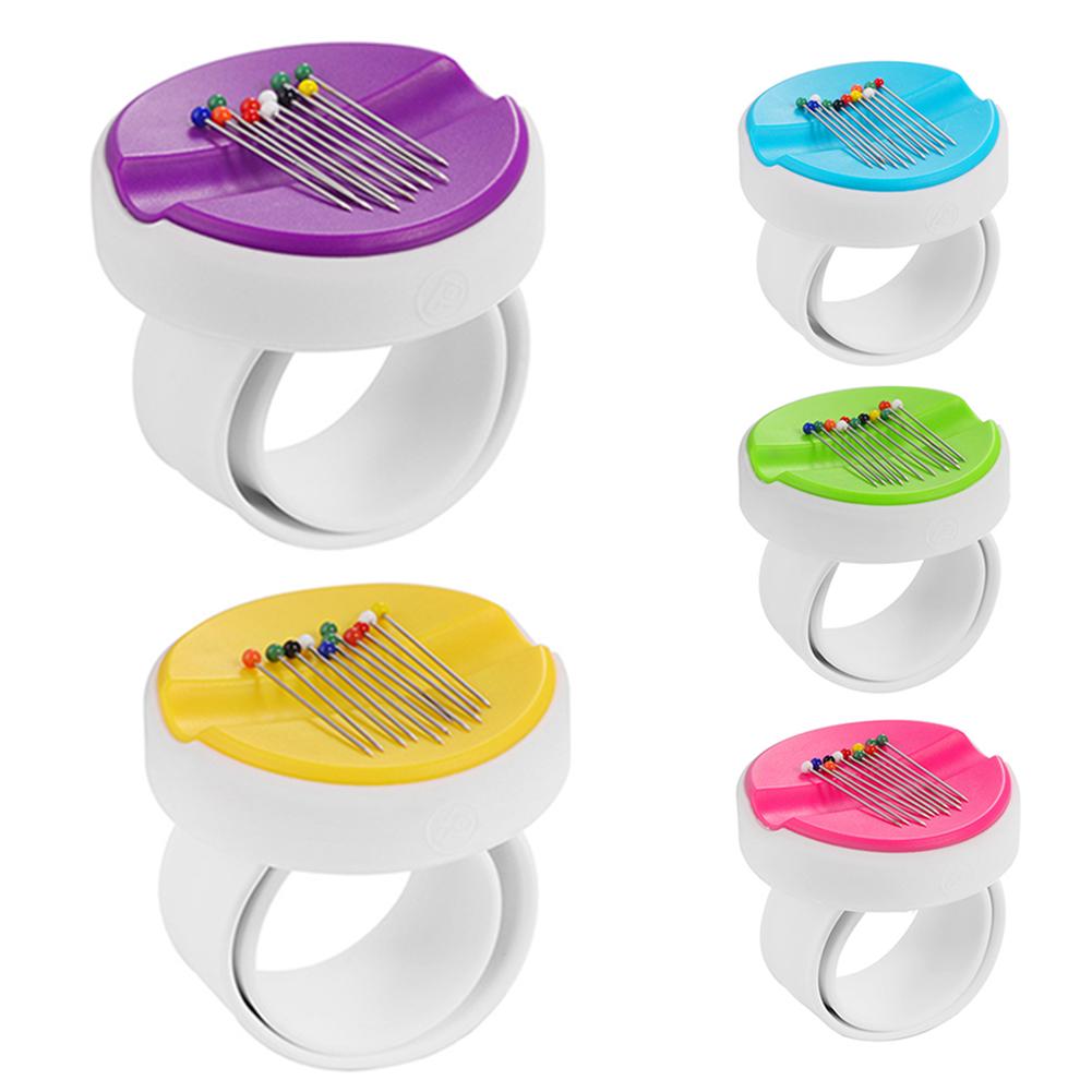 Color - Red Round Shaped Magnetic Needle Holder Pin Cushion Storage Box Sewing Accessories