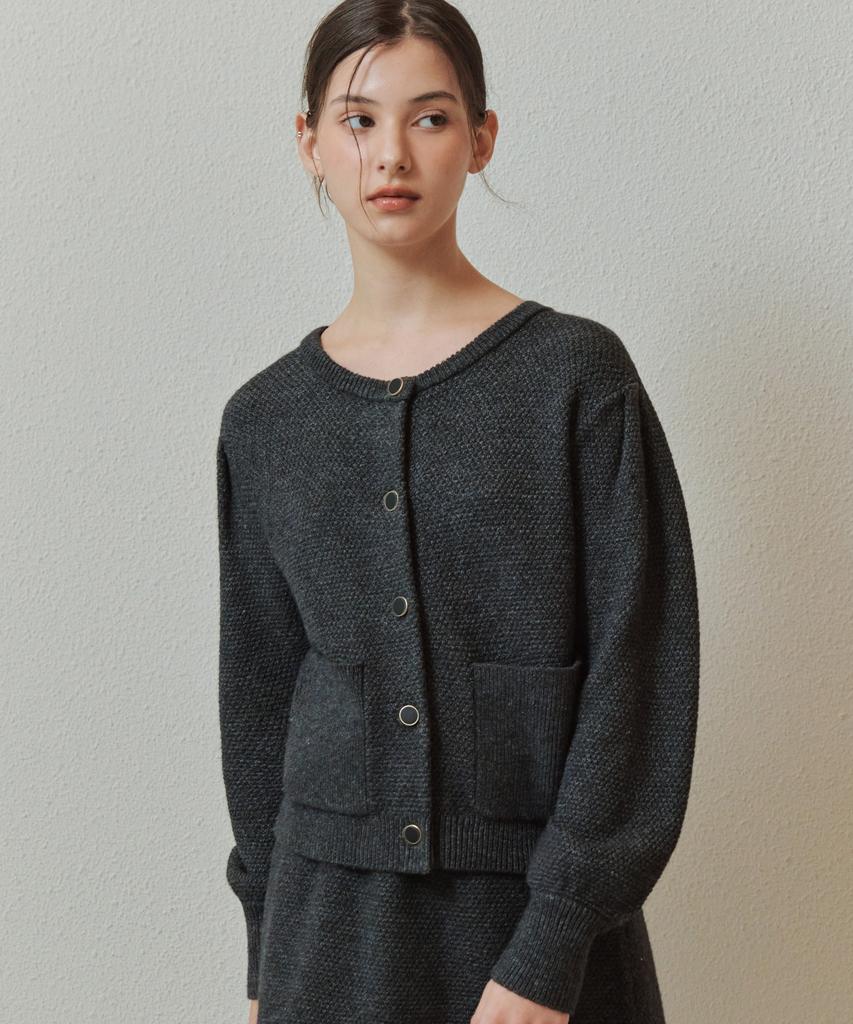 Zerostreet Romantic Ribbon Knit Cardigan / Charcoal