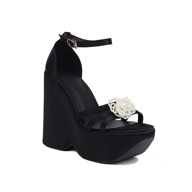 Sandale cu platformă Femei Vară Deschisă Stil Punk Pene Înalte Satin Casual Cu Toc Pantofi De Vară