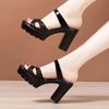 10cm Small Big Size 32-43 Elegant Platform Shoes Star Bling Slippers 2025 Summer Womens Block High Heels Slides for Office Party
