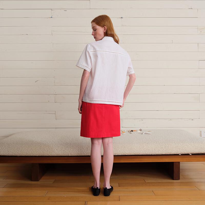 GREEN BELT Embroidered Striped Cotton Linen Polo Shirt