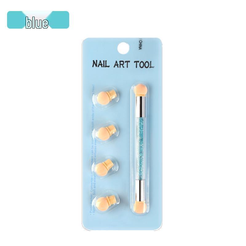 Double-Ended Nail Art Sponge Dotting & Gradient Tool with 4 Sponge Heads
