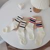 Female Spring and Autumn Simple Sports Leisure Stripe Stripe Socks