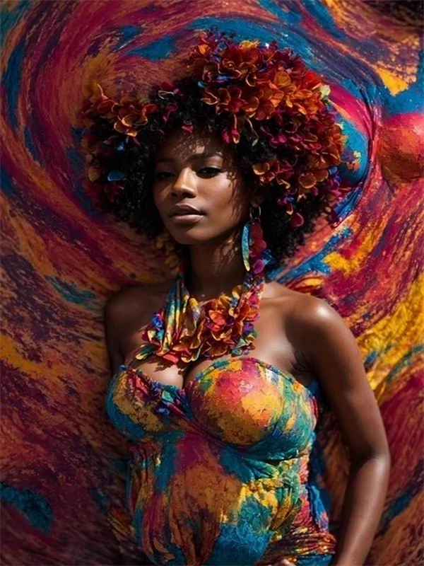 Diamantová malba Nová kolekce 2024 African Woman Diy Plně Čtvercový kulatý vrták Kamínkové vyšívání Fantasy Girl Mozaika Sady křížkového stehu