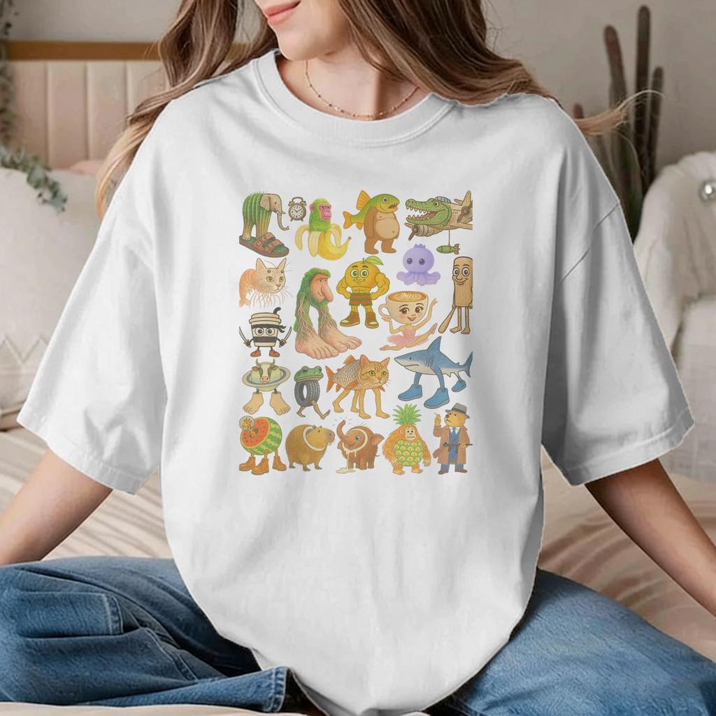 Unisex Unisexs Italian Brainrot Meme Type Collection Crayon T Shirt 100 Cotton Clothing Cool Short Sleeve Tees Adult Tshirt