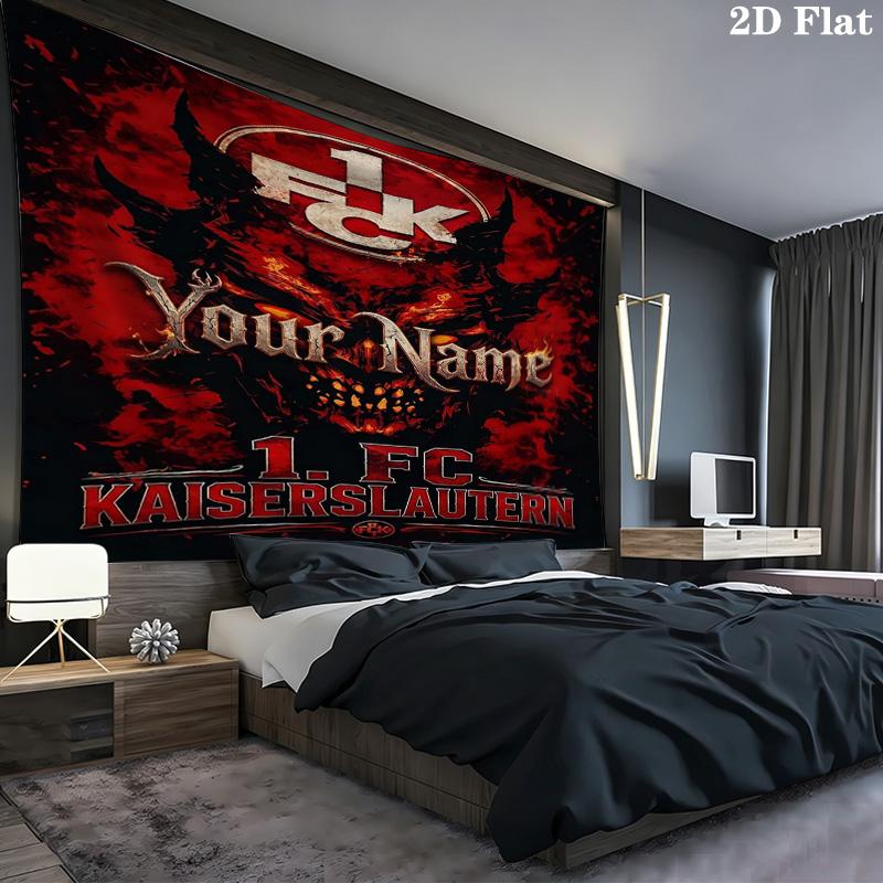 Kaiserslautern Fc Crest Custom Name Wall Tapestry Aesthetic Wall Hanging Printed Fabric Blanket Decorative Tapestries for Bedroom Living Room Home Dec