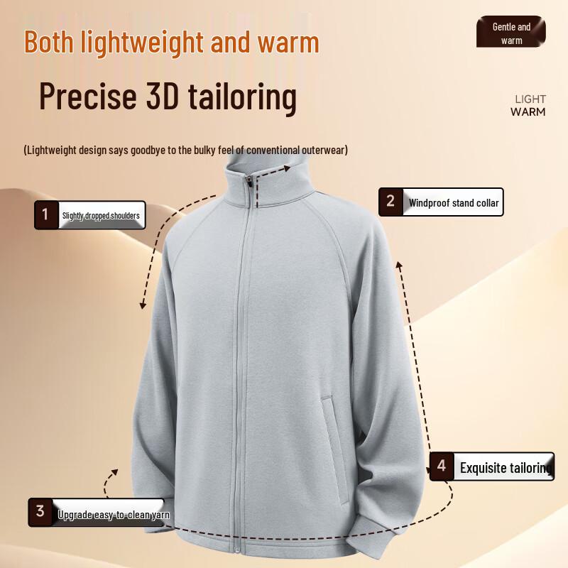 MINISO Men's Cleanfit Heavyweight Knit Stand-Collar Jacket