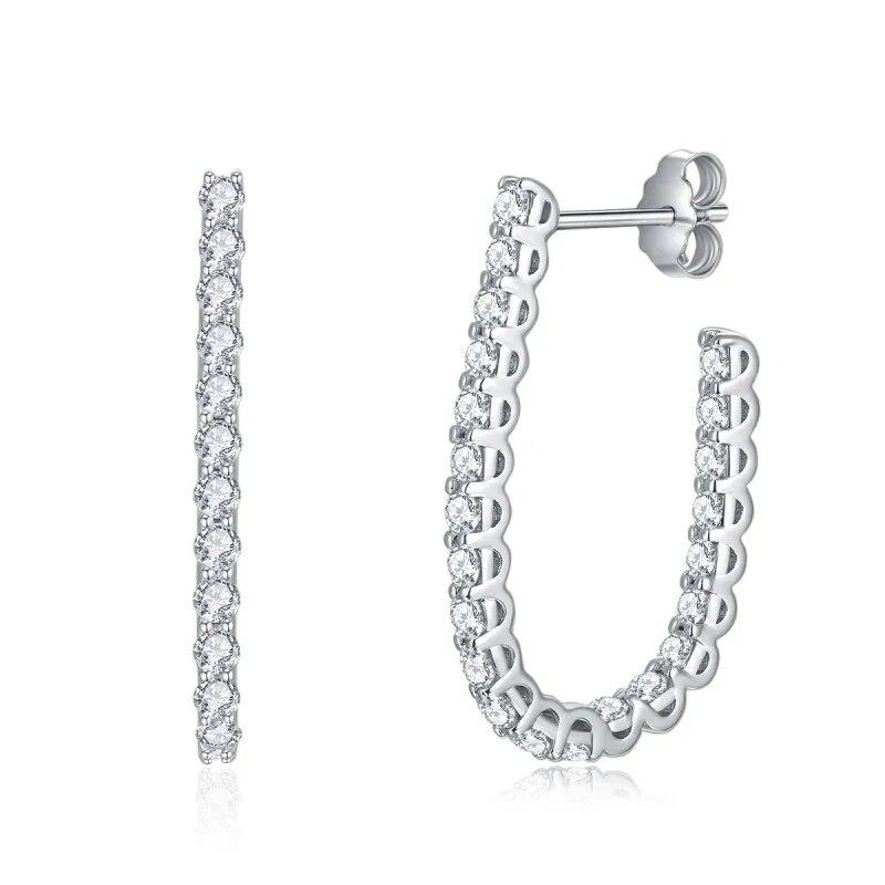 

Всего 1,3 карата 1,9 мм, серьги-кольца с настоящим муассанитом и бриллиантами для женщин, стерлинговое серебро S925, ювелирные украшения для свадебной вечеринки 1.3ct Moissanite