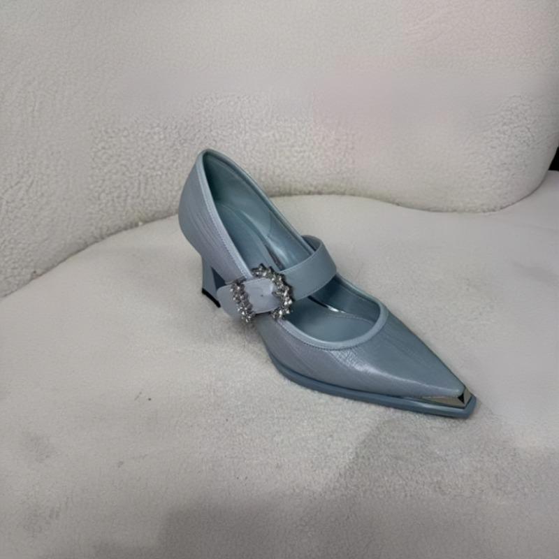 New Versatile Temperament Rhinestone Explosive One-band Ultra-soft Low-top Pointed Toe Shallow Single Shoes