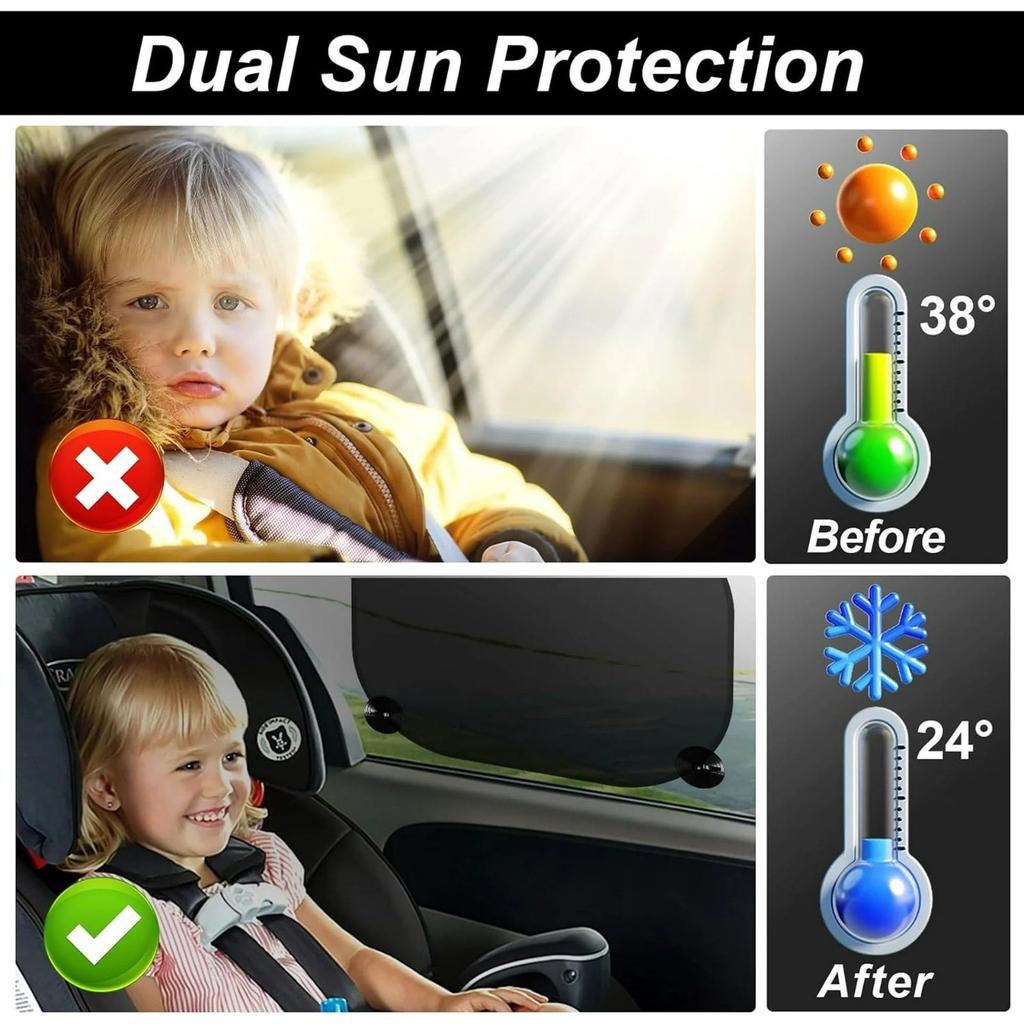 Baby Car Window Sunshade (17.32inch X 14.17inch), 2-pack Car Window Sunshade, Car Window Sunshade With Suction Cup, Suitable For Various Car Models