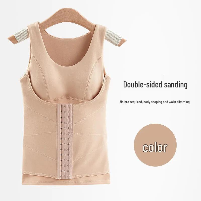Women's Thermal Fleece Vest: Waist-Slimming Shapewear, No Bra Needed, Constant Temperature, Fleece-Lined, Thickened Underwear