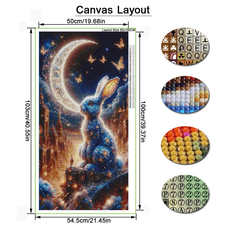 Diy Diamond Mosaic Moon Rabbit Large Size Diamonds Painting Animals Full Drill Rhinestone Embroidery Jewelry Cross Stitch Kits Wall Decor