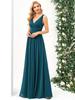 Ever-Pretty Women's Chiffon Pleated Double V-Neck Maxi Evening Dresses Sleeveless Bridesmaid Dress