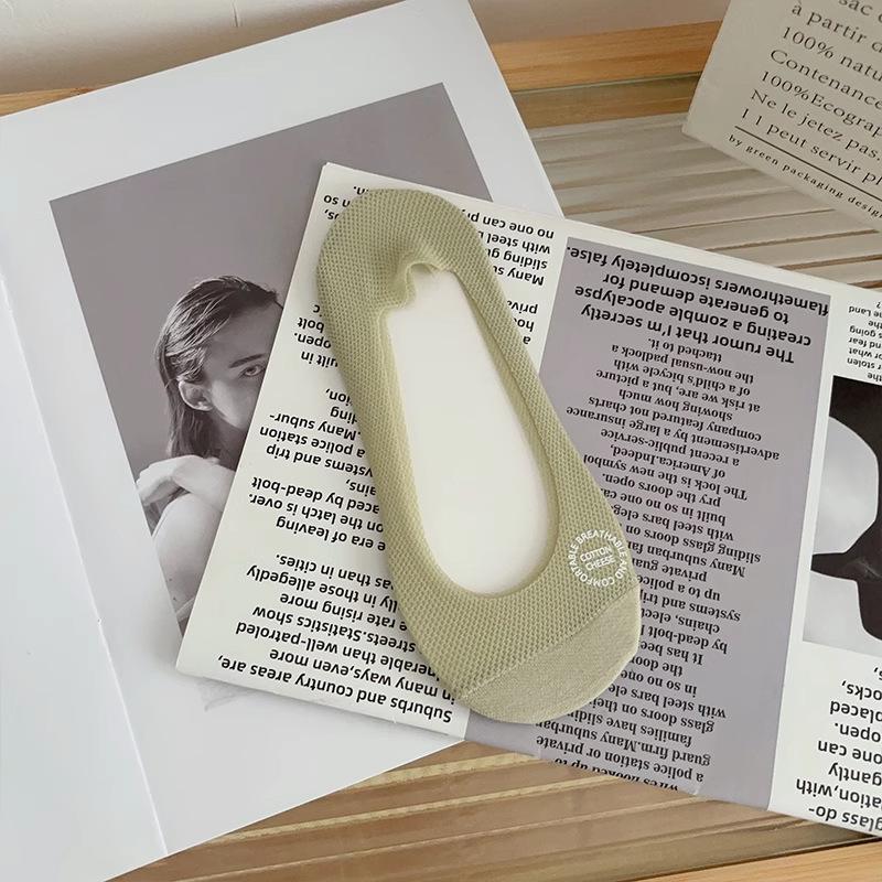 

Женские носки-лодочки из ледяного шелка, нескользящие, невидимые - Тонкая летняя хлопковая подошва, низкая посадка и невидимые One Size