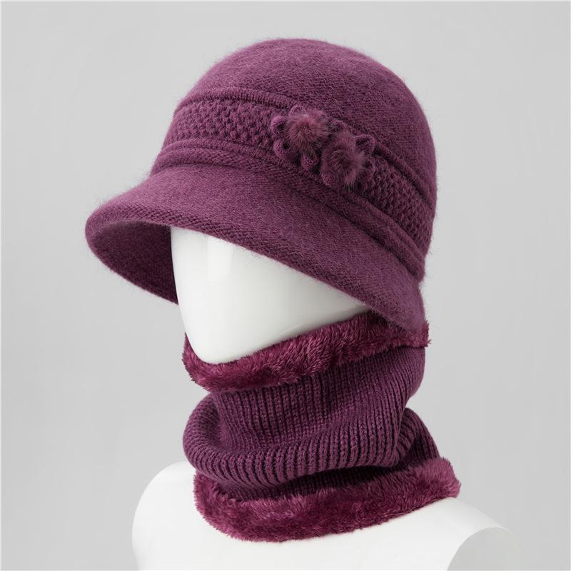 Hat Female Mother Day Thickened Thermal Hat Grandmother Old Lady Rabbit Wool Knitted Hat Cold Proof