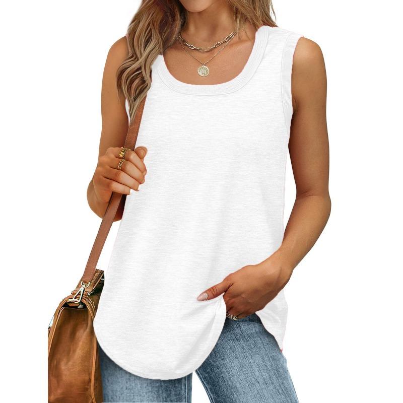 

Summer ribbed sleeveless crew neck solid color vest T-shirt, female sweet wind S белый