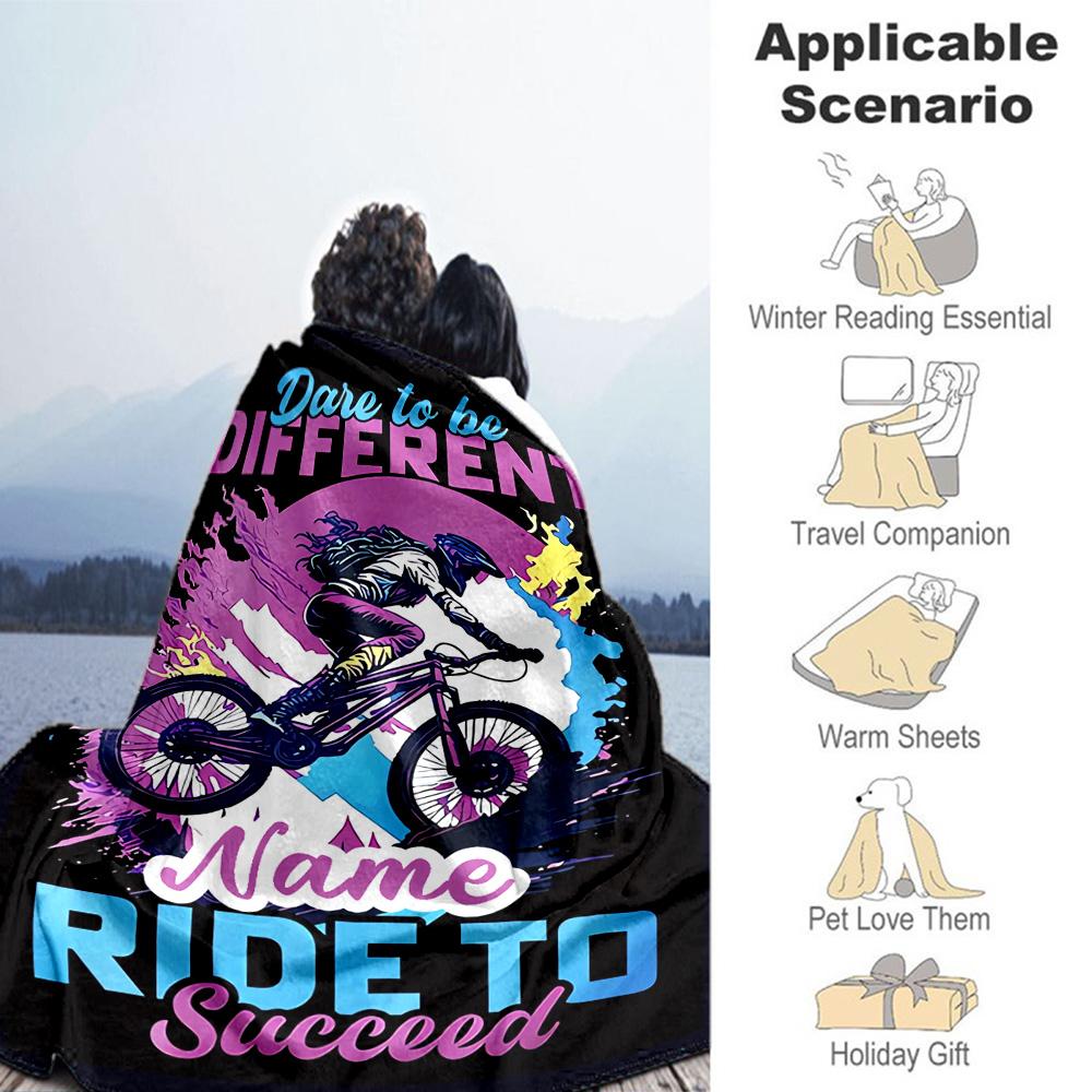 Bicycle Exercise Personalized Text Blanket Multi-purpose Customizable Blanket Ultra-Soft Versatile for Livingroom Couch Seaside Living Room