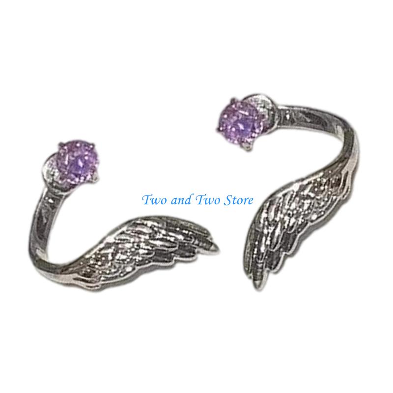 HX6F Artistic Wing Shaped Ear Studs With Diamonds Accent Fashion Jewelry Accessories