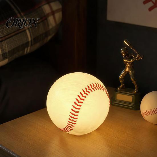 Baseball Collectibles Realistic Night Light, Desk Decor Lamp, Portable Ambient LED Bedside Lighting Ornament for Bedroom Office, Creative Sports