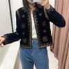 Spring Summer Women's Versatile Slim Fit Palace Embroidered Velvet Coat Retro Long Sleeved Cardigan Jacket