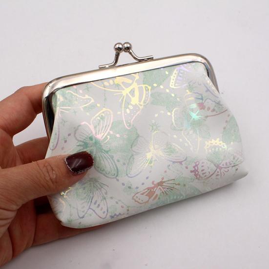 Butterfly Print Coin Purse, Women Small Change Purse, Gradient Butterfly Kiss Lock Closure Pouch for Coins Cards Cash
