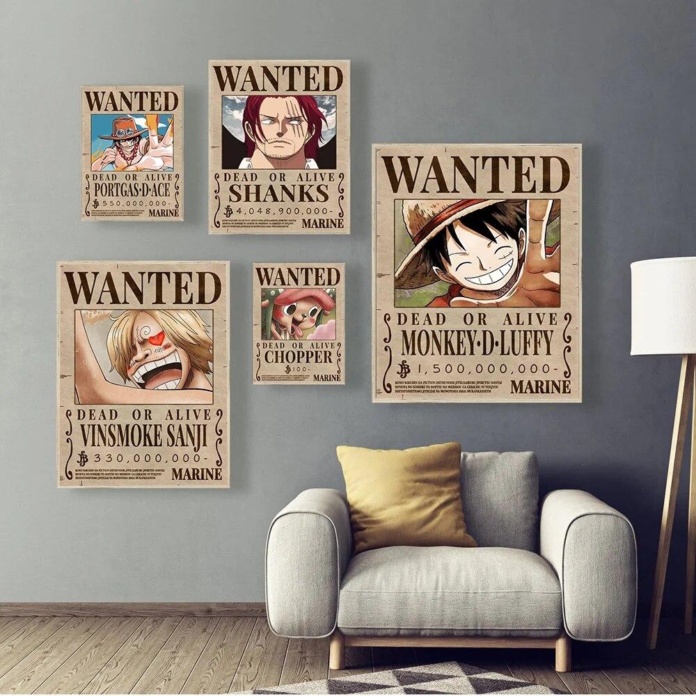 One Piece Canvas Paintings Luffy Japanese Anime Poster Bounty Picture and Print Home Decor for Living Room Kids Gifts Decoration No Frame