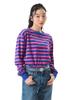 Beams Boy Women's Basic Striped Long Sleeve L/S Tee, Blue/Pink, Free Size