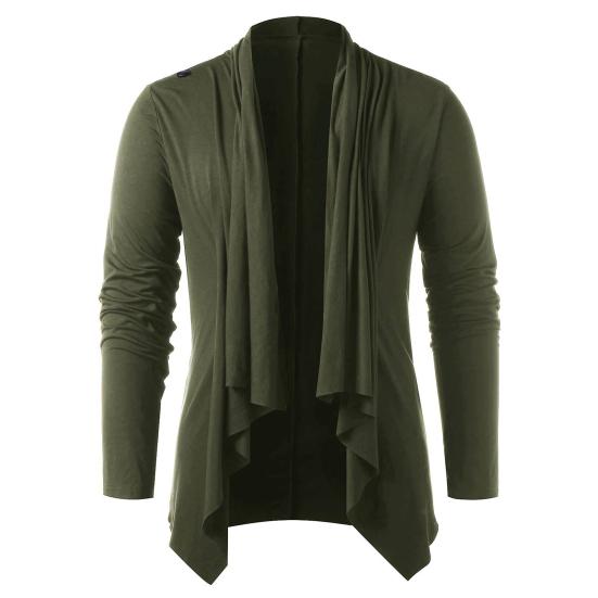 Men Autumn Shirt Vintage Long Sleeves Solid Color Asymmetrical Cardigan Warm Shawl Collar Medieval Breathable Men Autumn Tops for Daily Wear