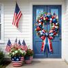 Patriotic Wreath with Decorative Bow and Star Elements for Front Door Indoor Outdoor Festival Use Holiday Decor