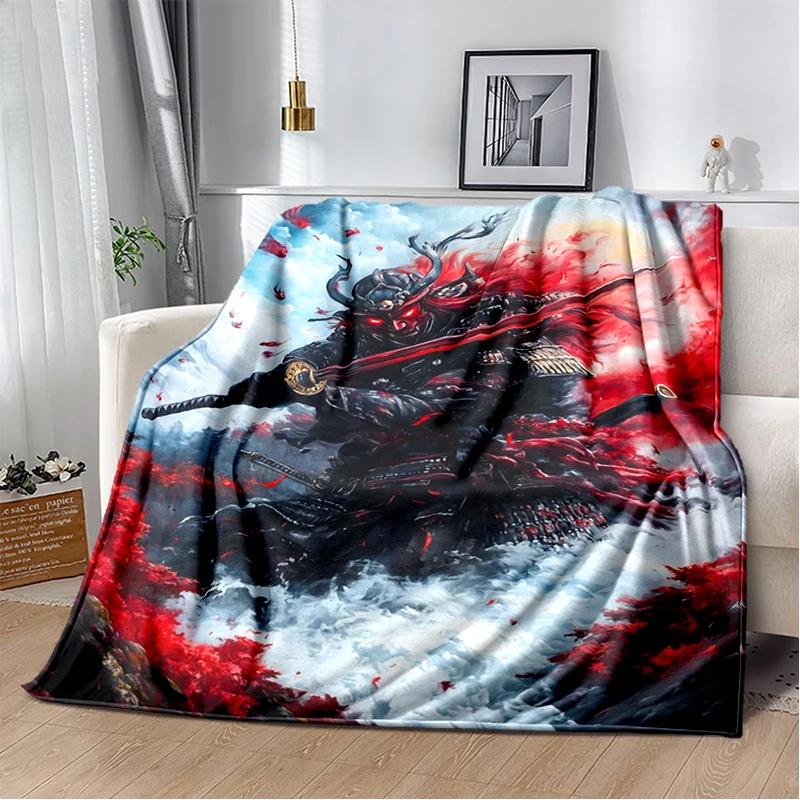 3D Japanischer Samurai Bushido Katana Cartoon Spiel Decke, Weiche Kuscheldecke für Zuhause Schlafzimmer Bett Sofa Reise Picknick Abdeckung Kinder