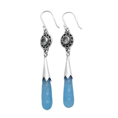 Blue Chalcedony Gemstone Earrings Solid 925 Sterling Silver Handmade Earrings Jewelry Gift For Women And Girls  E-3252