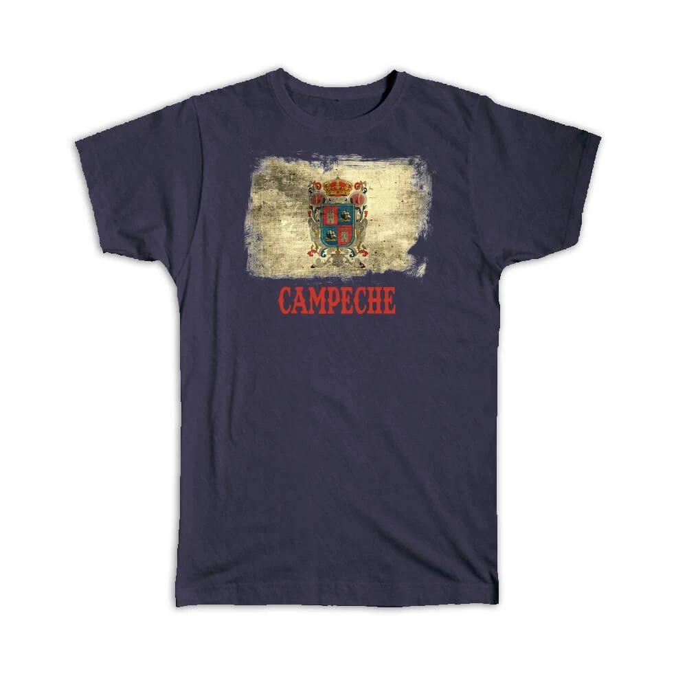 Gift T-Shirt : Campeche Mexico Distressed Flag Vintage Mexican Expat Country S