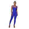 Women's Solid Color Ribbed Sleeveless Bodysuit: Square Neck, Backless, Hip-Lifting Slim-Fit Jumpsuit