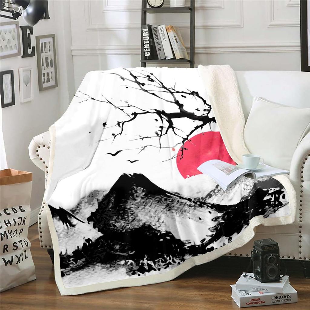 Various Cartoon Aircraft Biplane Jet Helicopter Clean White Background Pattern Flannel Throw Blanket, Warm Cozy Blanket