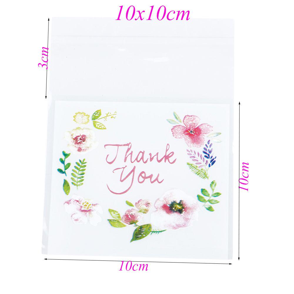 100pcs   4 Sizes New Plastic Wedding Favors Cookie Package Thank You Candy Bag Self-Adhesive