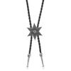 Braided Leather Cord Bolo Tie with Metal Hexagram Star Pendant Adjustable Necktie Necklace for Party and Casual Wear