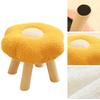 Small Foot Stool Cute Sunflower Soft Teddy Velvet High Resilience Wooden Footstools for Bedroom Living Room Sofa Yellow