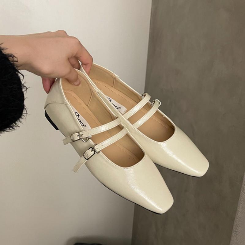 Fashion Bailamos 2025 Spring New Women Flats Fashion Ballerinas Flat Heel Casual Ballet Shoes Square Toe Shallow Ladies Mary Jane Shoes