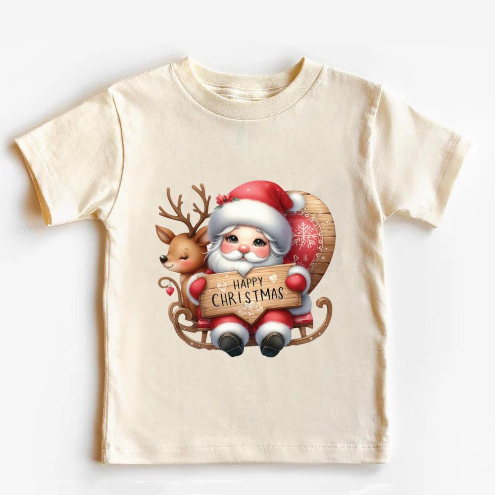 Christmas Santa Claus Cotton Kids T Shirt Retro Christmas Shirt for Kids Merry Xmas Toddler Infant Tops Clothes