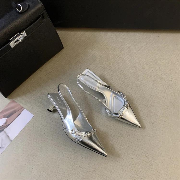 Fashion 2025 Summer Rivet Women Sandals Fashion Pointed Toe Nightclub Party Shoes Ladies Elegant Dancing Party High Heel Sandalias