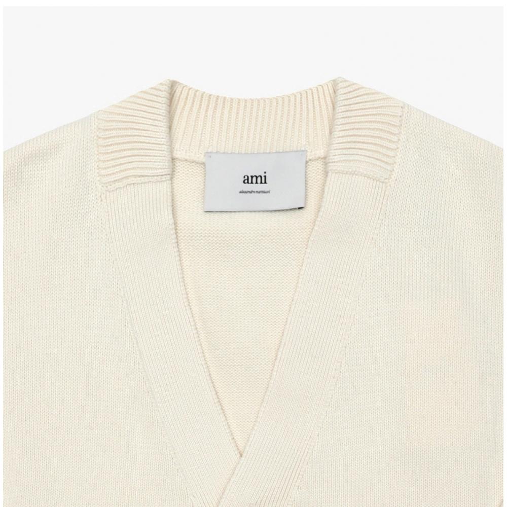 Ami Crochet Logo Men S Cardigan Kn0063